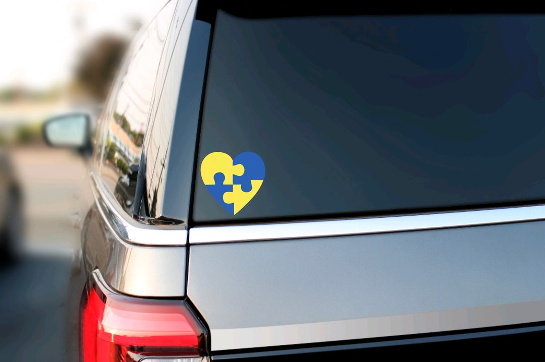Down Syndrome Awareness Sticker, Blue & Yellow Ribbon, Car Window Decal ...