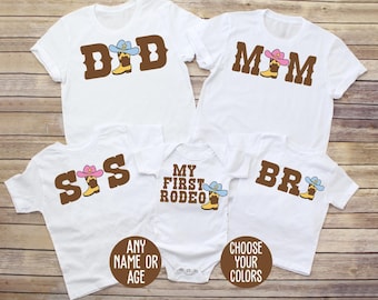 Cowboy Mom Shirt, Cowboy Dad Shirt, Cowgirl Mom Shirt, My First Rodeo Birthday Shirt, My 1st Rodeo Birthday Shirt, Rodeo Birthday Shirt