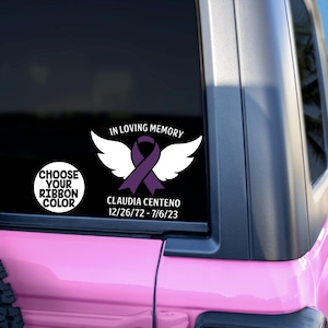 In Loving Memory Cancer Car Window Decal, In Loving Memory Cancer Car Window Sticker, Cancer Angel Wings Decal,Cancer Memorial Decal Sticker
