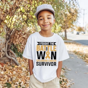 Ik vocht de strijd en won shirt, shirt kinderkanker overlevende, kinderkanker bewustzijn shirt, shirt einde behandeling, kindershirt kanker