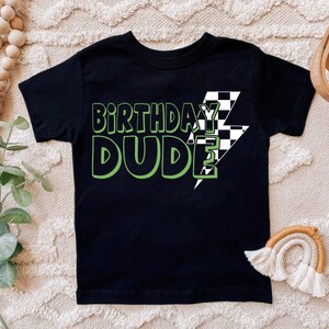 Birthday Dude Shirt, Checkered Birthday Shirt, Lightning Bolt Birthday Shirt, Retro Birthday Dude Shirt