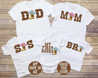 Cowboy Mom Shirt, Cowboy Dad Shirt, Cowgirl Mom Shirt, My First Rodeo Birthday Shirt, My 1st Rodeo Birthday Shirt, Rodeo Birthday Shirt