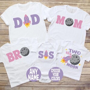 Zwei der Mond Geburtstag Shirt, 2 der Mond Geburtstag Shirt, 2.Geburtstag, Weltraum Geburtstag Shirt, Mond Geburtstag Shirt, Weltraum Familie Geburtstag Shirt