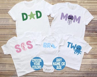 Under the Sea Mom Shirt, Under the Sea Dad Shirt,Ocean Birthday Shirt, Oneder the Sea Birthday Shirt, The