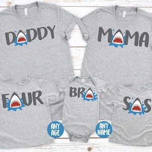 Shark Birthday Family Matching Shirts, Cotton Shark Tee