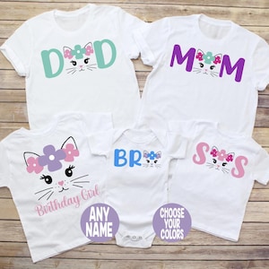 Camiseta de cumpleaños de gatito, camiseta de cumpleaños de gato, camisetas de cumpleaños de la familia de gatos, camiseta de cumpleaños de gatito, camisetas de cumpleaños de la familia de gatitos