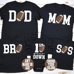 First Year Down Football Birthday Shirt: Family Matching Tees
