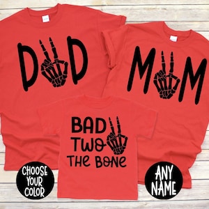Bad Two The Bone 2nd Birthday Shirt: Halloween Rock n Roll Party