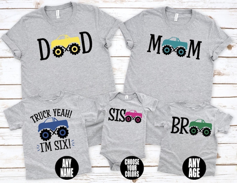 Monster Truck Birthday Shirt, Truck Yeah Birthday Shirt, Monster Jam Birthday Shirt, Parent Shirt, Dad, Mom image 1
