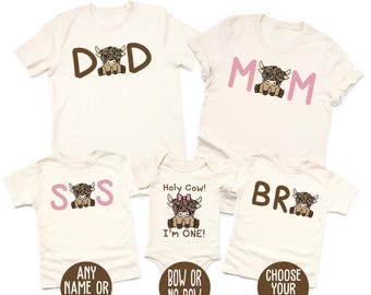 Holy Cow Birthday Shirt, Moo! I&#39;m TWO! Birthday Shirt, Highland Cow Birthday Shirt, Western Birthday Shirt, Farm Birthday Shirt