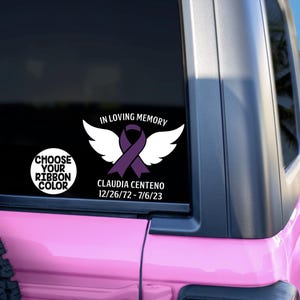 In Loving Memory Cancer Car Window Decal, In Loving Memory Cancer Car Window Sticker, Cancer Angel Wings Decal,Cancer Memorial Decal Sticker