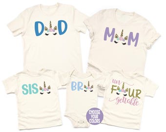 Un Four Gettable Birthday Family Shirts, Matching Unicorn Birthday Shirts, Mom Dad Brother Sister, 4th Birthday Outfit