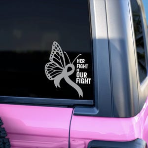 Her Fight Is Our Fight, Grey Ribbon, Gray Ribbon, Car Window Decal, Car Window Sticker, Brain Cancer