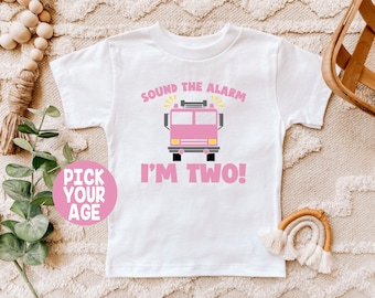 Firefighter Birthday Shirt, Firetruck Birthday Shirt, Sound The Alarm Birthday Shirt, Girl Firefighter Birthday Shirt, Pink Firetruck Shirt