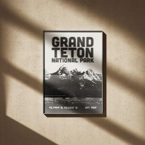 Grand Teton Nationalpark | Filmisches minimalistisches Mid Century Modern druckbares Poster | Sofort Download