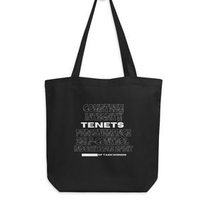 Tenets of Taekwondo Organic Tote Bag, Martial Arts, Black Belt, On-the-go, Gift
