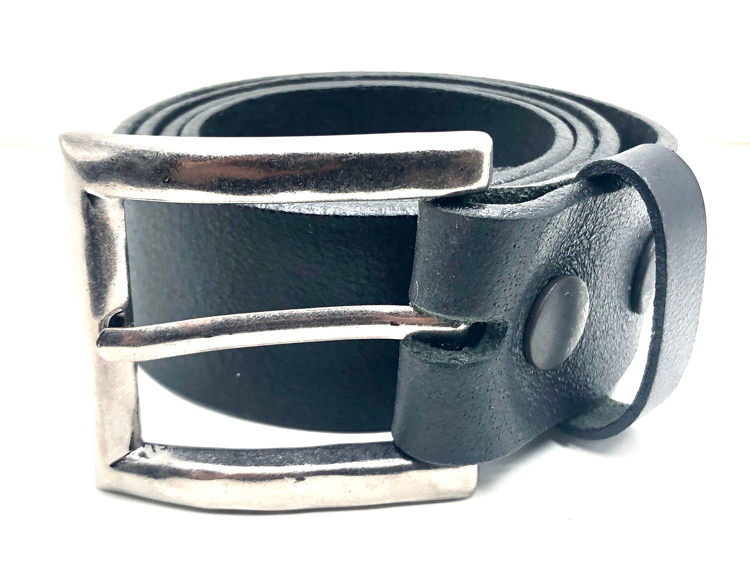 Black Genuine Leather Belt Removable Buckle Snaps Heavy Duty - Etsy Canada