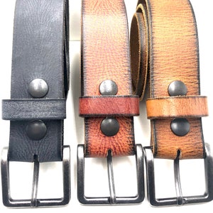 Genuine Leather Heavy Duty Worker Belt (Made in Canada) - Removable Buckle, Snaps - Available in Black, Tan and Light Tan colors.