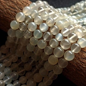 Smooth White Moonstone Round Gemstone  Loose Genuine Stone Beads for DIY Jewelry 4mm to 8mm, Semi Precious Beads For Designer Jewelry