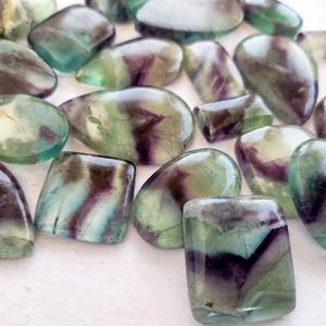 Fluorite colorfull Cabochon,Multicolor Polished Natural Gemstone for Jewelry Making |  Healing Crystal Mix Size and Shapes Flat Back