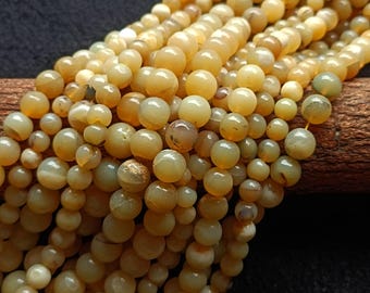 Yellow Opal Beads: Smooth Round Gemstone Full Strand