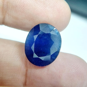 Gema suelta de zafiro azul auténtico, ovalada facetada de 14 x 16 mm, calidad AA+++ (relleno de vidrio).