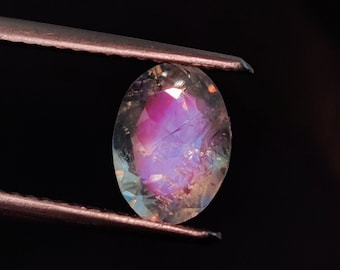 Pedra da Lua Arco-Íris Andesina Multi Fogo 1,17 Quilates Oval Facetada Gema Origem Zâmbia