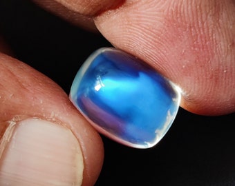 Royal Blue Moonstone Very Sharp Blue Shine AAAA+ Rare Quality Natural Amazing Gemstone Cabochon Cushion Shape 12.53 Carats.