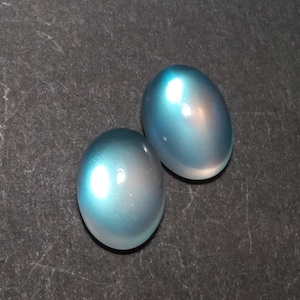 Royal Blue Moonstone Cabochons: 10.42 Carat Oval Gemstones