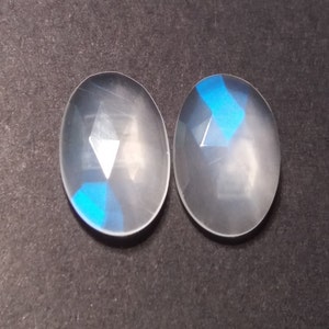 Rainbow Moonstone,Natural Moonstone,Flashy stone,Blue Moonstone,Gemstone,Loose Gemstone,Natural Gemstone,Rose Cut Oval Shape (Pair)-6.28cts.