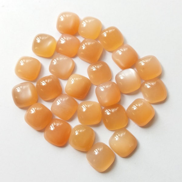 Pierre de lune, pierre de lune orange naturelle, pierres précieuses, pierre précieuse en vrac, pierre précieuse naturelle, cabochons en forme de coussin 9x9MM prix - par lot (5 pièces)