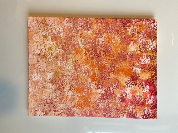 Orange Abstract Sea Sponge Style Painting 