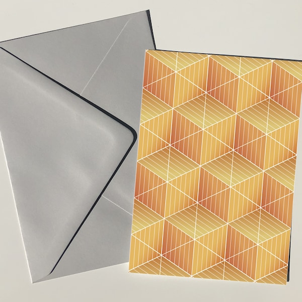 Retro Style Geometric Postcard and Envelope | Retro Wallpaper Pattern A6 Postcard