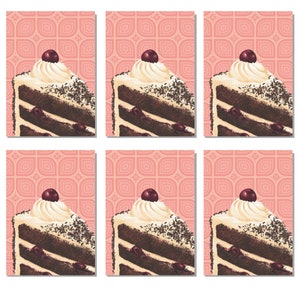 Invitaciones a fiestas de pastel / Set de 6 invitaciones postales de Black Forest Gateaux