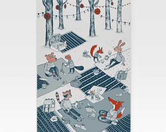 Siebdruck Poster Picknick Party | handgedruckt | Fine Art Print | signiert und nummeriert