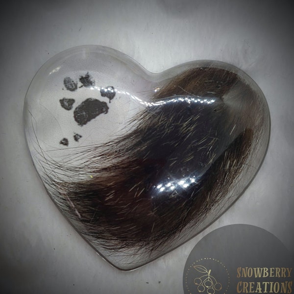 Recuerdo de corazón conmemorativo: Arte de resina con huellas dactilares, de patas o de cabello