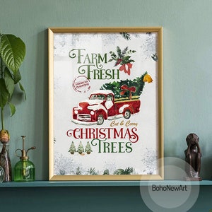 Farm Fresh Christmas Tree Printable, Vintage New Year Decor, Christmas Print, Christmas Wall Art, Holiday Decor, DIGITAL DOWNLOAD