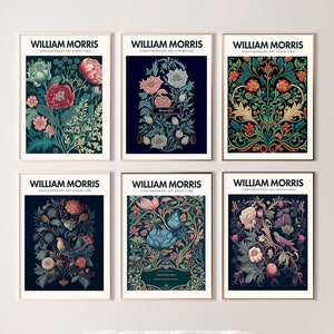 Set Of 6 William Morris  Poster Print, Art Nouveau Print, Exhibition Print Set, Botanical Print Set,Gallery Wall Art, Digital Download