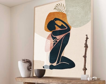 Abstract Woman Silhouette art, line drawing, Henri Matisse, boho art, abstract art, mid century modern house decor, art print, boho Poster