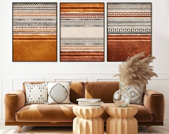 Organic Rug Pattern, Abstract Art Print Set of 3, Living Room Wall Art, Printable Modern Wall Decor, Minimalist Poster, Boho Home Decor