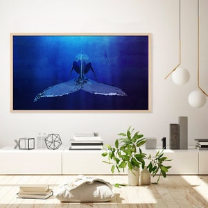 4K Samsung Frame TV Art, Whale Digital Wallpaper for Samsung TV, Undersea Art For Samsung, Modern Frame Art, Oceanic Landscape Frame Art