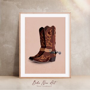 Boho Cowgirl Boot Printable. Western Wall Art, Southwestern Decor, Modern Cowgirl, Southern Girl Wall Decor, Shoes Digital Print