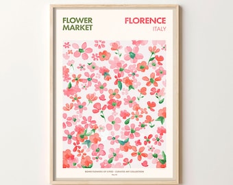 Florence Italy Art Print Flower Market, Botanical Poster, Flower Market Wall, Print Wall Art, Flower Market Print, Abstract Floral Printable
