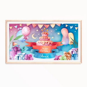 Samsung Frame TV Art, Instant Download, Happy Birthday Cakes and Balloons, Samsung Art TV, Digital Download for Samsung Frame, Birthday