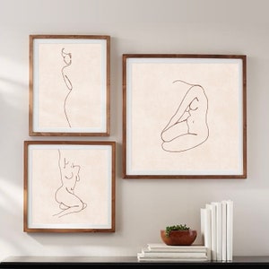 Nude Pencil Drawings Set of 3 | Woman Line Drawing | Nude Line Art
