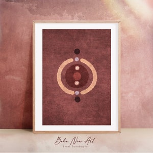 Sun and Moon Abstract Wall Art, Celestial Shapes Wall Decor, Boho Gallery Wall Art, Terracotta Wall Art, Indie Room Decor, Abstract Art