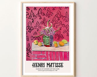 Henri Matisse Limones sobre fondo rosa, Matisse Art Print, Matisse Poster, Matisse Wall Art, Henri Matisse Exhibition Poster