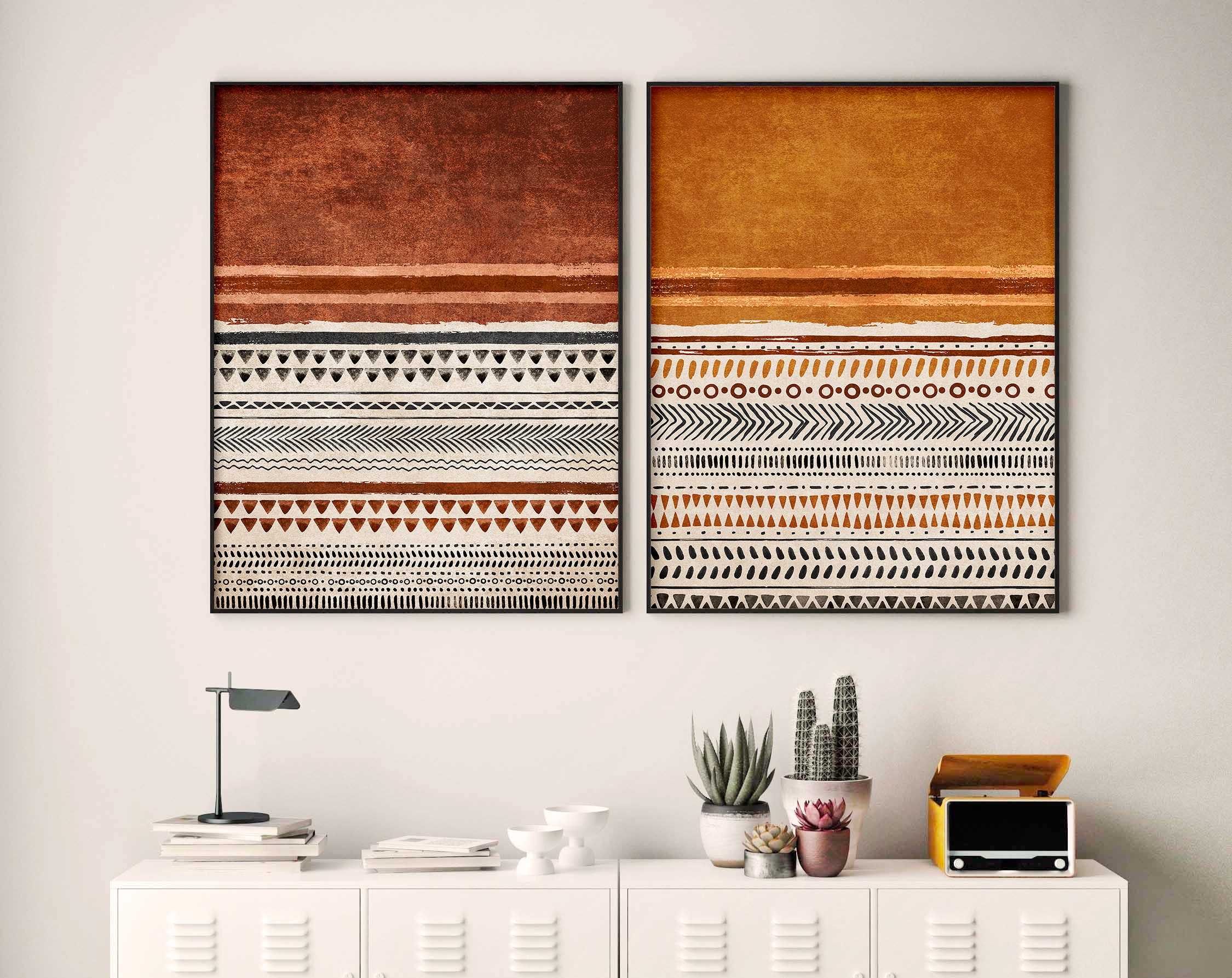 Abstract Art Print Set of 2, Living Room Wall Art, Neutral Digital ...