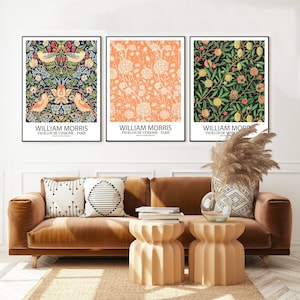 Set di 3 William Morris Print, Exhibition Print Set, Art Nouveau Print, Flower Print Set, Trendy Digital Download, Gallery Exhibition Set