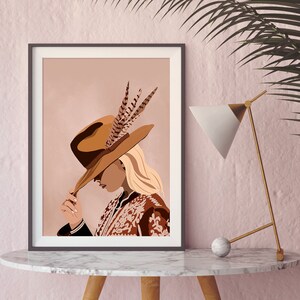 Boho woman Female Portrait, Modern Female Poster, woman fashion art, Printable Wall Art. image 6